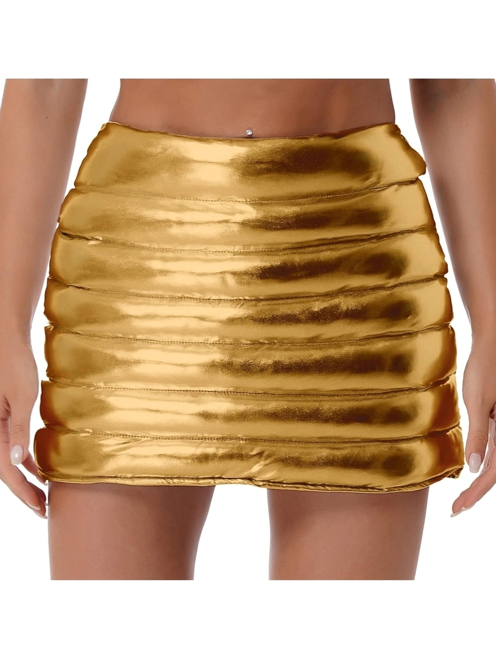 Metallic Gold Puffer Mini Skirt